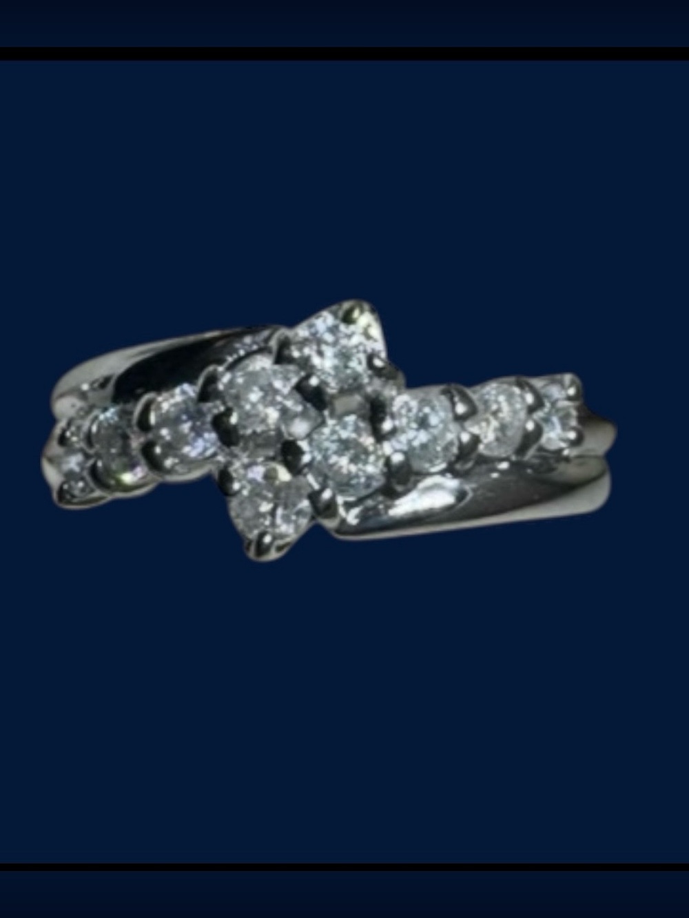 Natural Diamond Bypass Cluster Ring 0.5 ctw 950 Platinum US 6.58